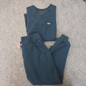 Figs Caribbean Blue Zamora Joggers Scrub Set Caterina Top XS And XSP